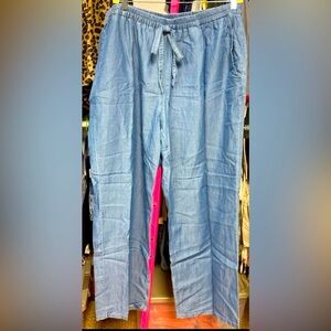 Michael Kors women’s plus size 3X wide leg elastic waist pants chambray blue $88